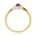 9CT YG OVAL RUBY 12 DIAMOND SURROUND CLUSTER RING
