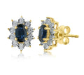 9ct Gold Diamond & Sapphire Stud Earrings