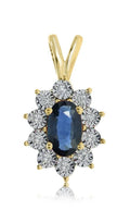9ct Diamond & Sapphire Cluster Pendant