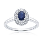 9WG OVAL SAPPH & DIAM 0.20CT HALO CLUST RING