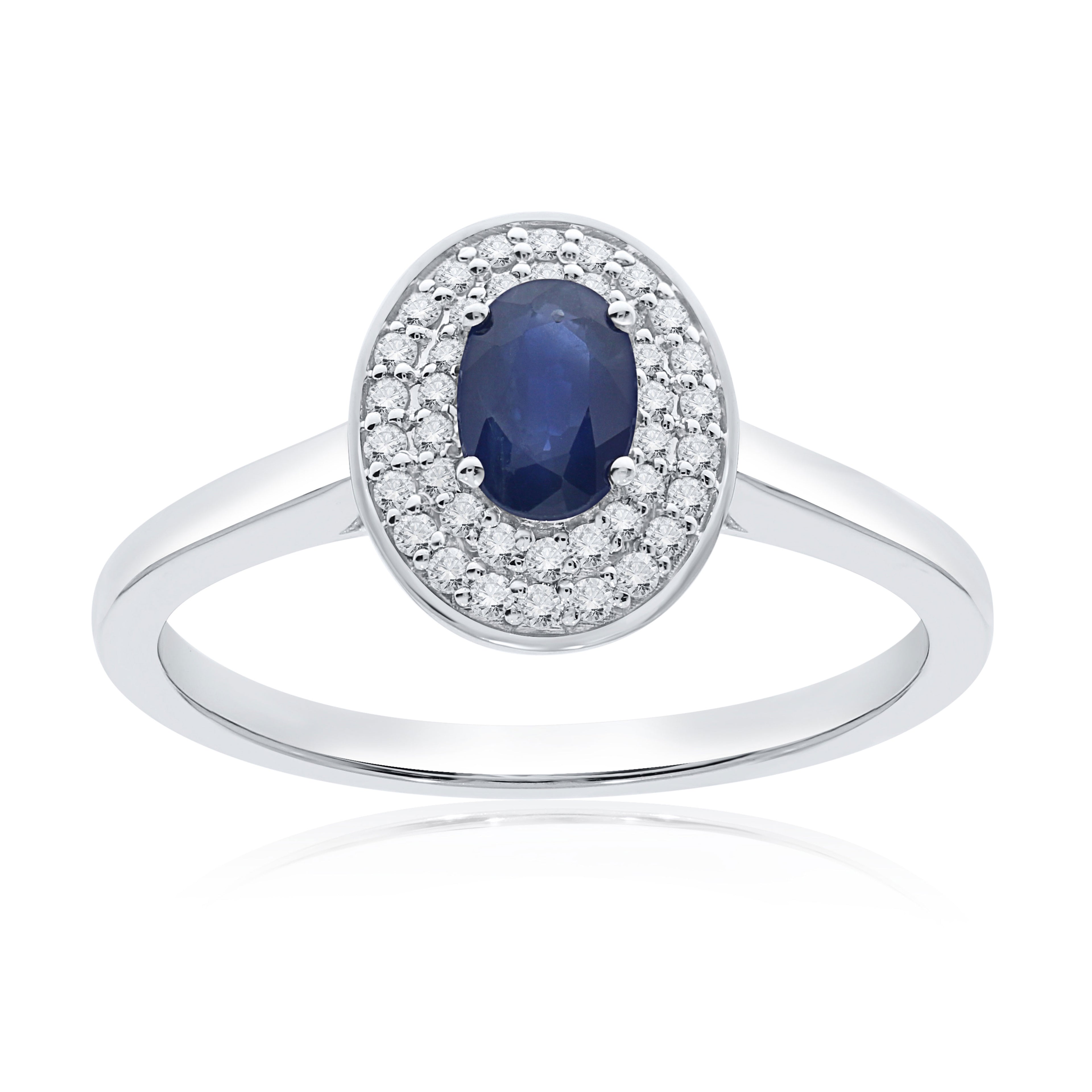 9WG OVAL SAPPH & DIAM 0.20CT HALO CLUST RING
