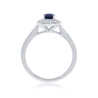 9WG OVAL SAPPH & DIAM 0.20CT HALO CLUST RING