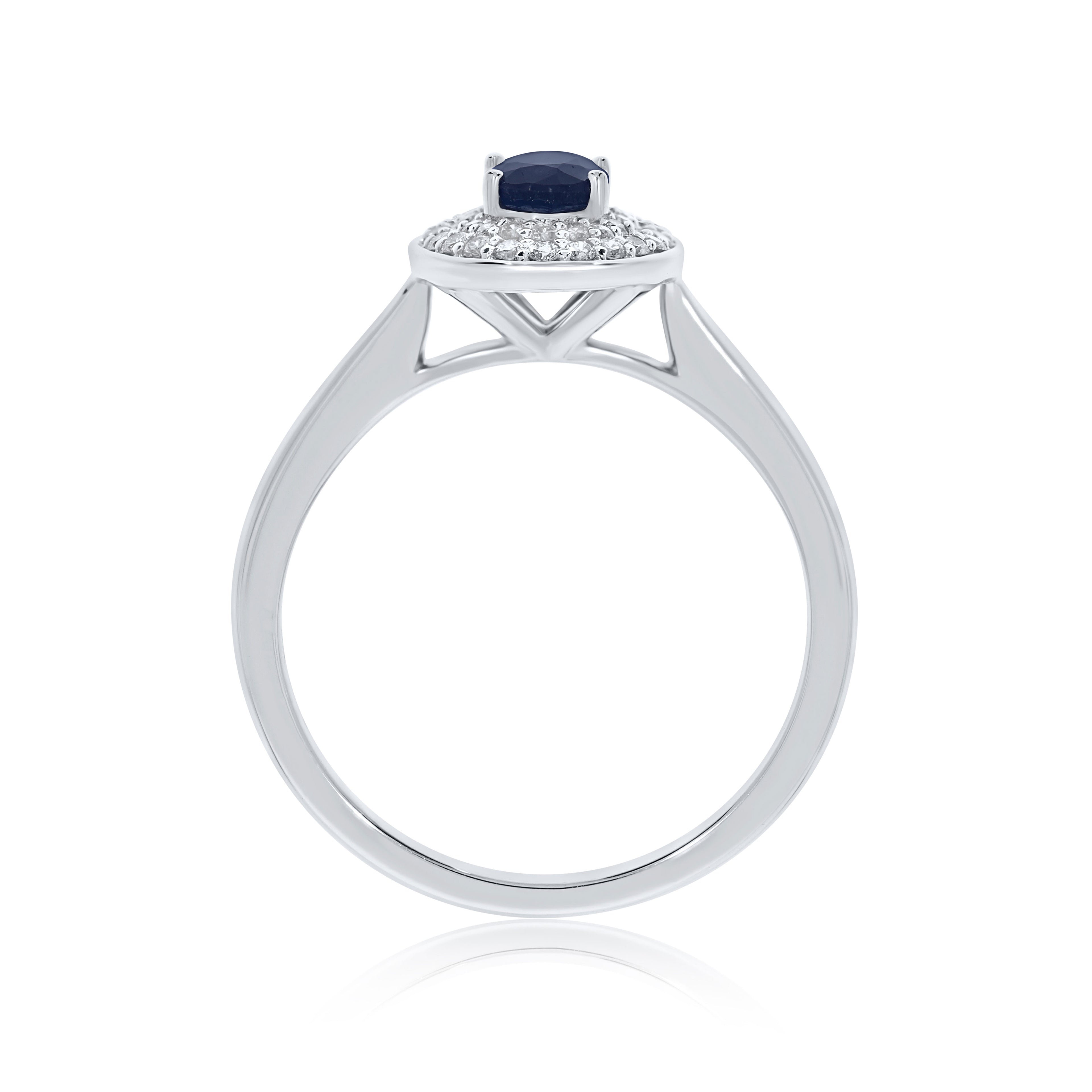 9WG OVAL SAPPH & DIAM 0.20CT HALO CLUST RING