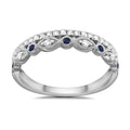 9CT YG "N" 5 SAPPH & DIAM 0.25CT 2 ROW 1/2 ET RING