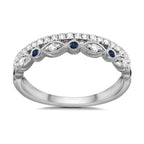 9CT YG "N" 5 SAPPH & DIAM 0.25CT 2 ROW 1/2 ET RING
