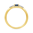 9CT YG REC SAPPH & DIAMOND 0.10CT HALO CLUSTER RING