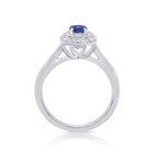 9CT WG OVAL TANZANITE & 0.14CTS DIAMOND CLAW SET RING