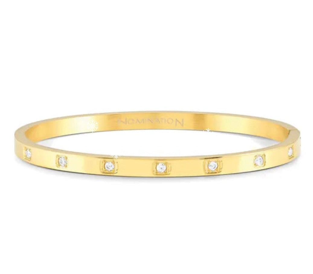 029508/012 NOM GP SS SQ WHT CZ LRG- PRETTY BANGLES