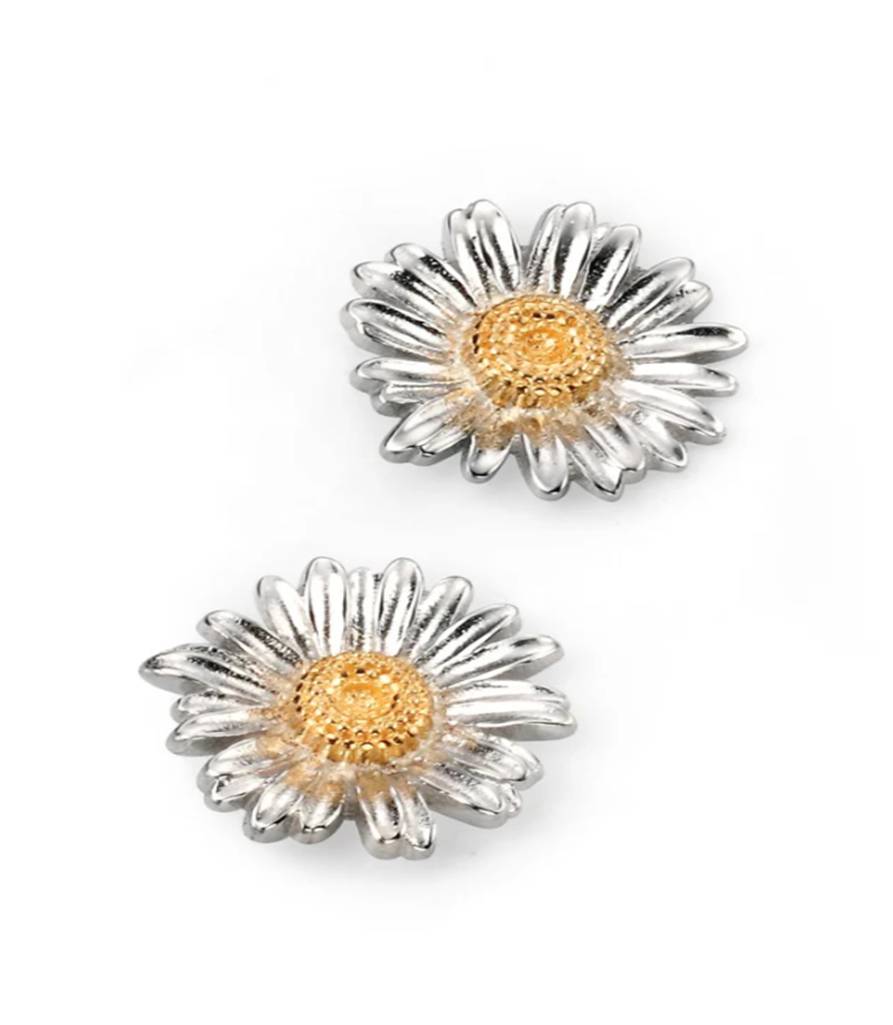 SILVER & GP DAISY FLOWER STUD EARRINGS