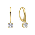 SILVER GOLD PLATE ZIRCONIA SOLITAIRE DOUBLE CLAW DROP EARRINGS by DIAMONFIRE