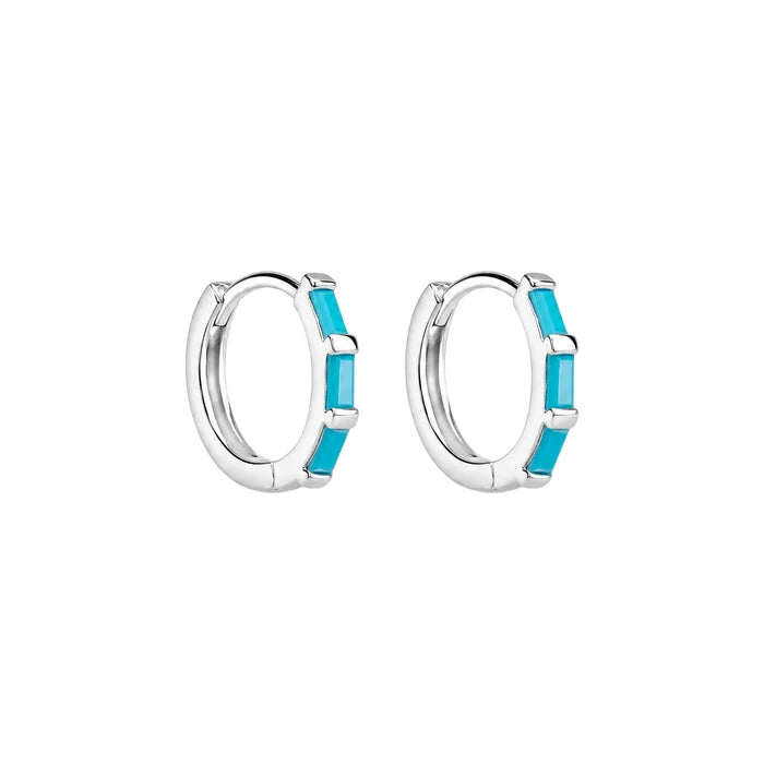 SILVER SMALL BAGUETTE TURQUOISE HOPP EARRING