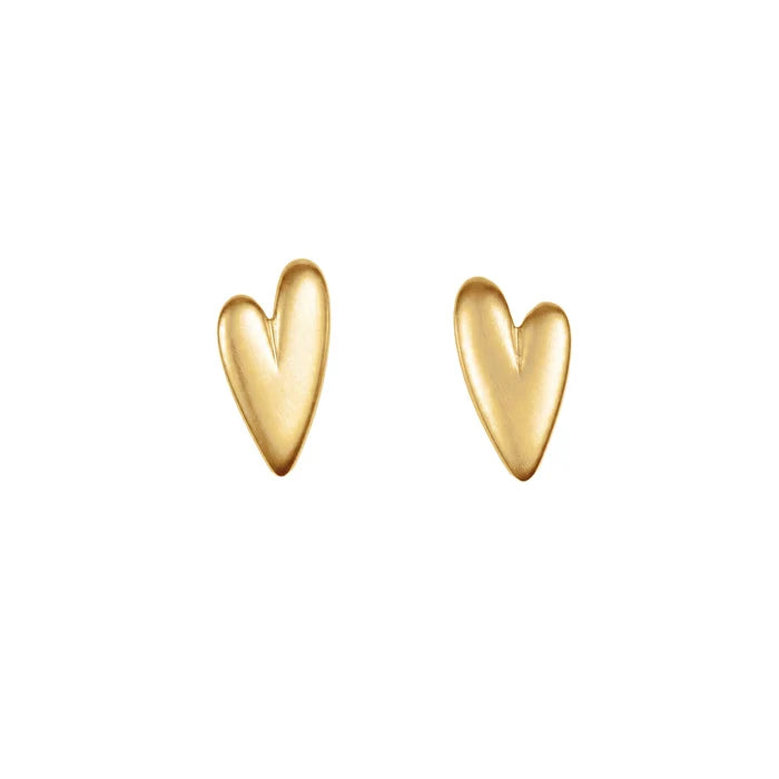 SILVER GOLD PLATE IRREGULAR HEART STUD EARRING