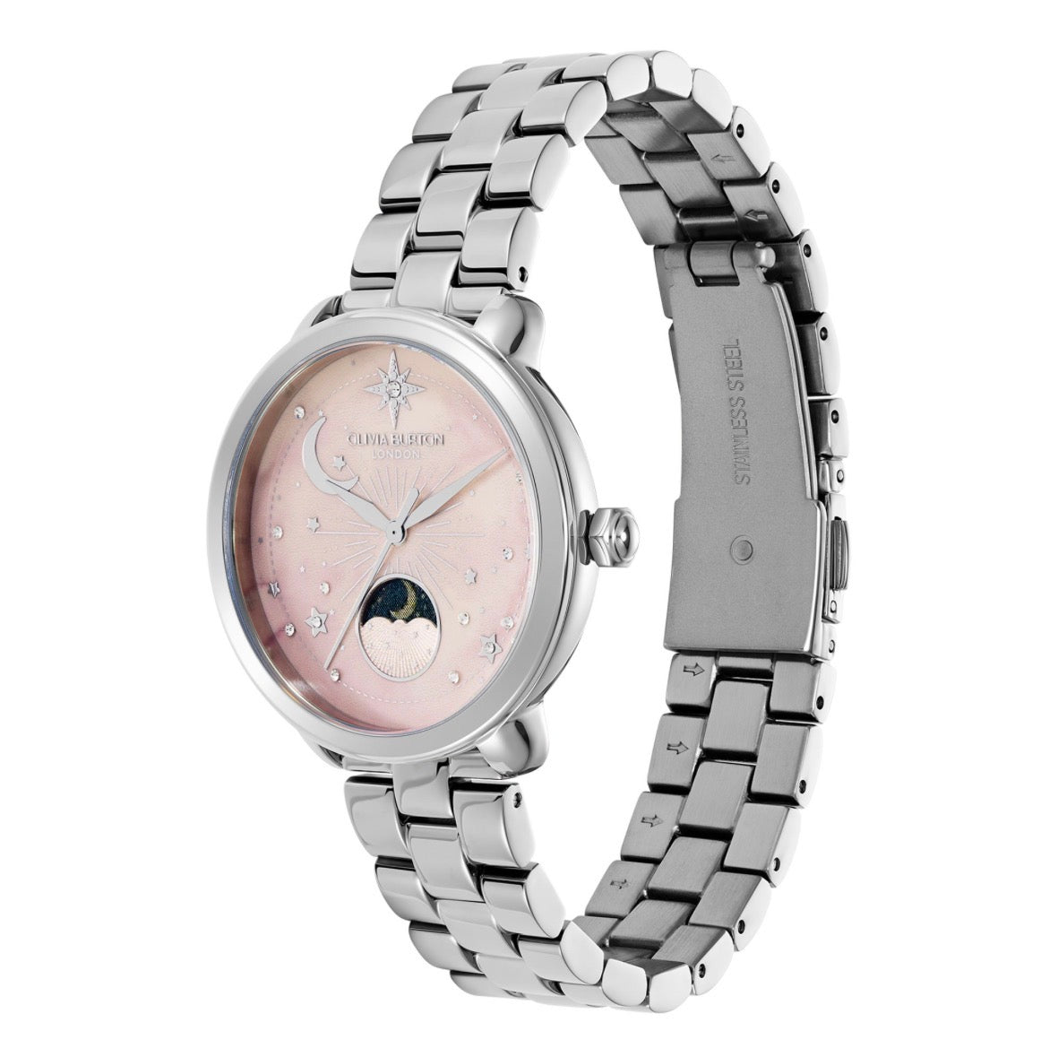 LDS SS OLIVIA B RND MOONPHASE PINK DL BW