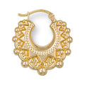 9YG SML RND PATTERNED POLISH CREOLE EARRINGS
