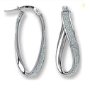 9CT WHITE GOLD GLITTER TWIST HOOP EARRINGS