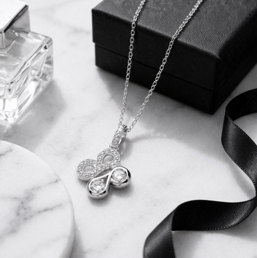 SILVER ICONIC BOODLED MIRROR MOTIF PENDANT & CHAIN