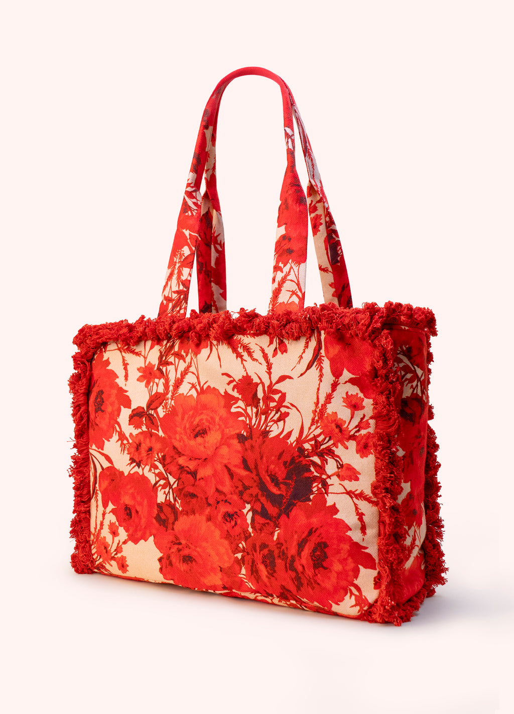 ROUGE BLOOMS FRINGE BOX COTTON TOTE BAG
