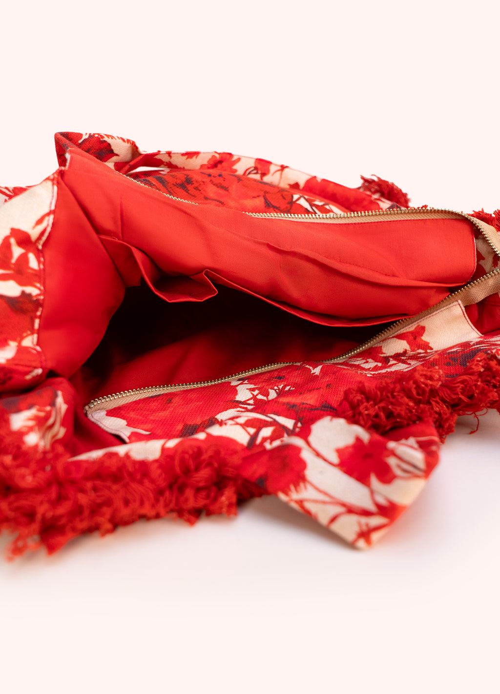 ROUGE BLOOMS FRINGE BOX COTTON TOTE BAG