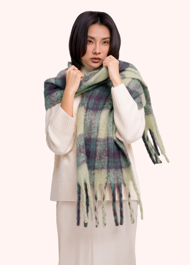 DAMSON MIX FLORA BOLD TASSLE COSY SCARF by POWDER
