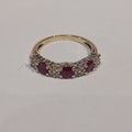 9YG 2.2G 3 RND RUBY & 16 DIAMOND ETERNITY RING M | PRE OWNED