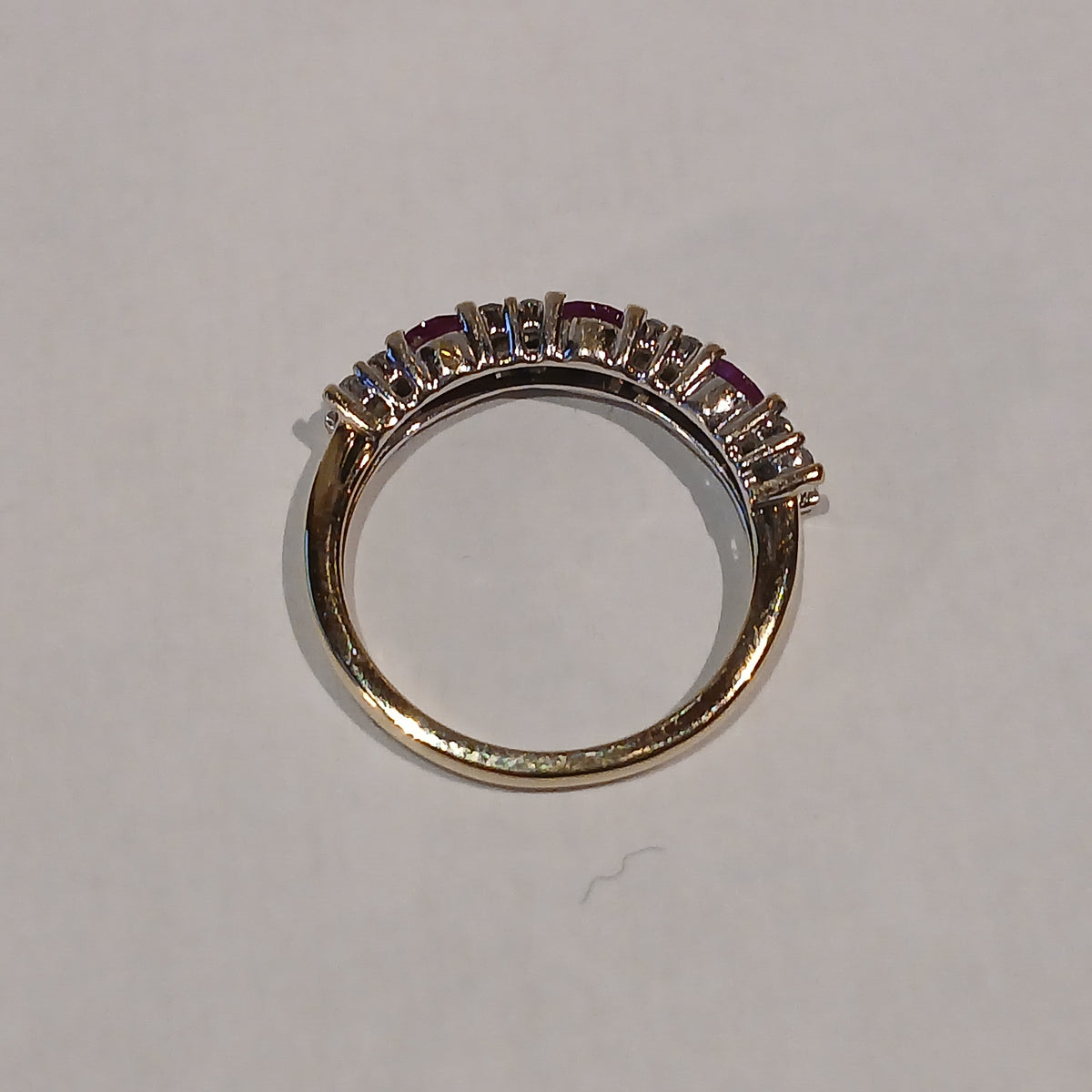 9YG 2.2G 3 RND RUBY & 16 DIAMOND ETERNITY RING M | PRE OWNED