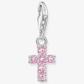T SABO SILV PNK CZ CROSS CHARM