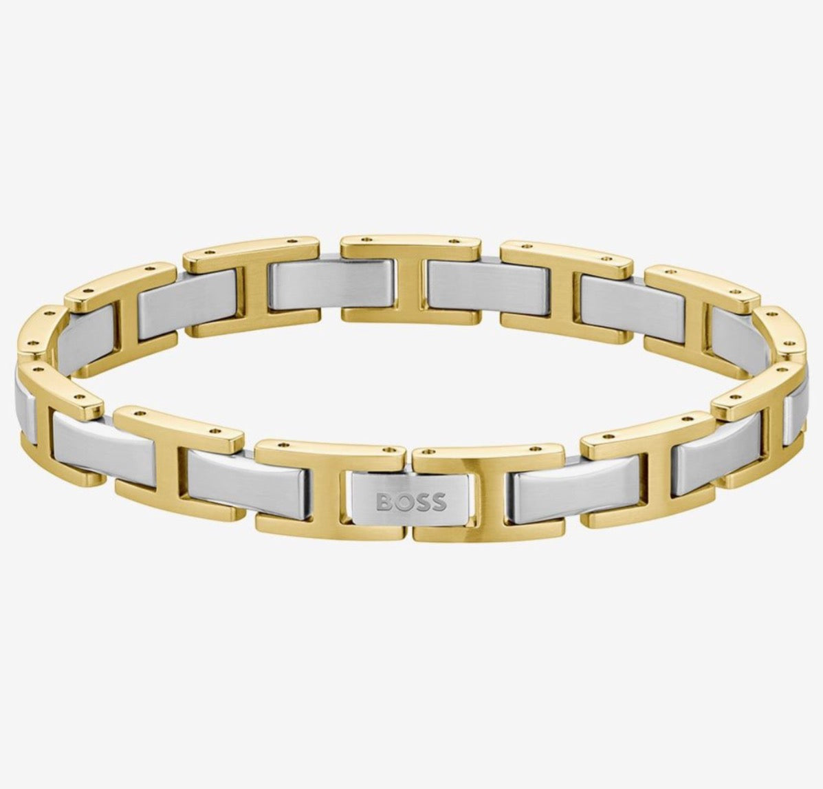 1580793 | GNTS STEEL & GOLD TONE SATIN CENTRE BOSS BRACELET