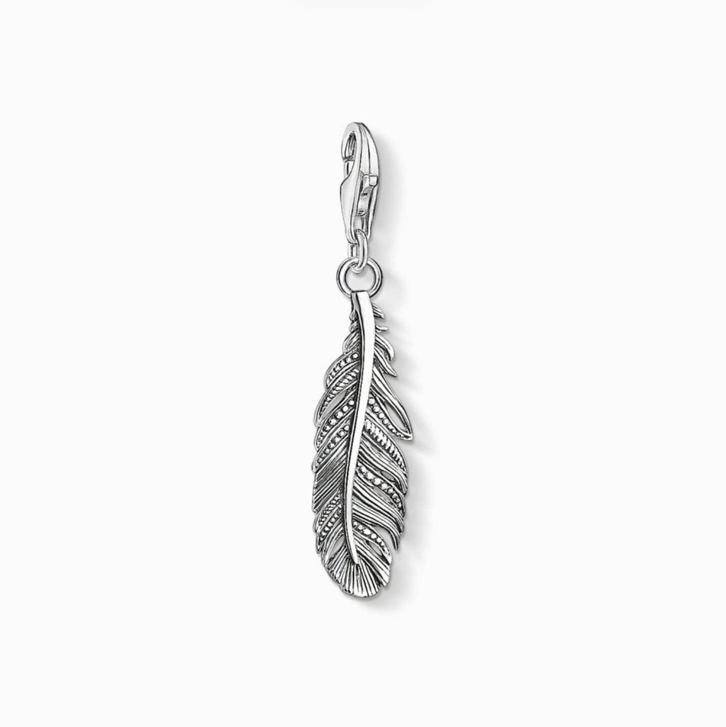 T SABO SILV FEATHER DROP PENDANTS CHARM