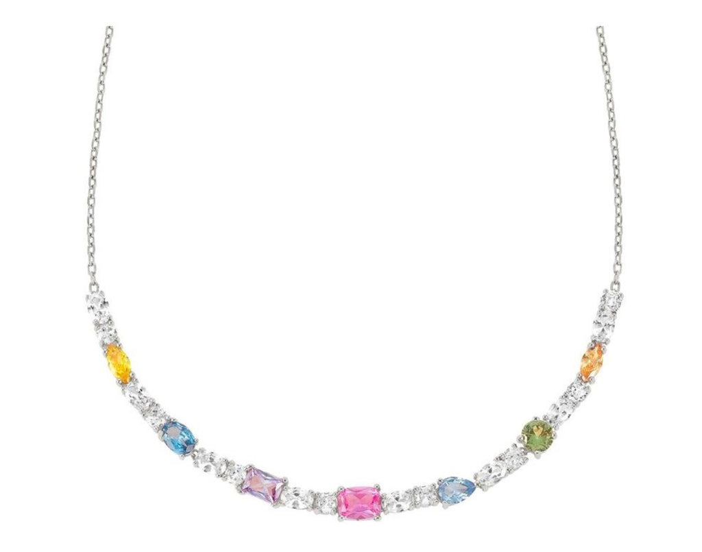 149845/010 NOMINATION SILVER WHT CZ MIXED SHAPE & COL ST. NECKLET - COLOR WAVE