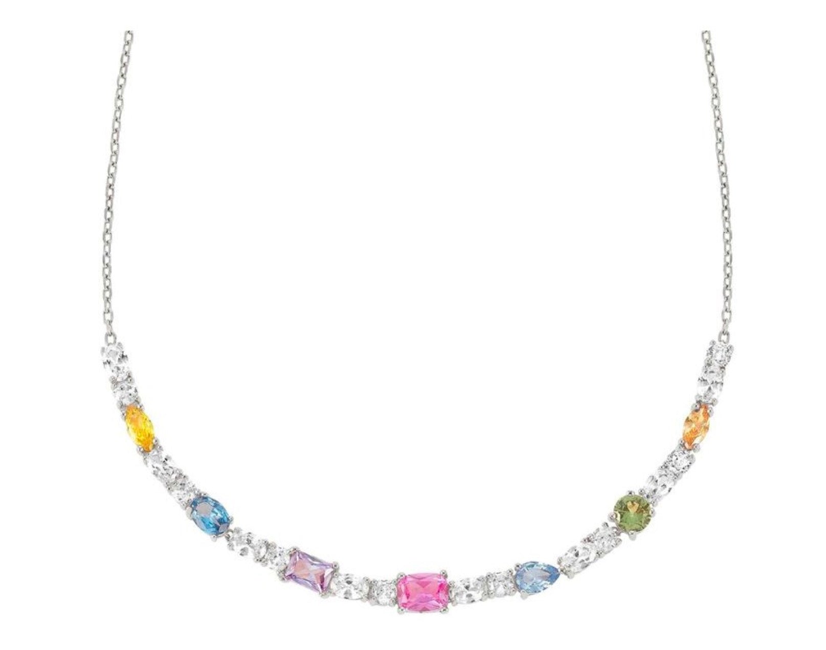 149845/010 NOMINATION SILVER WHT CZ MIXED SHAPE & COL ST. NECKLET - COLOR WAVE