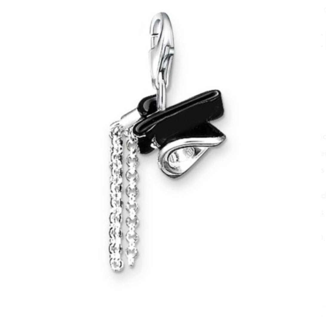 T SABO SILV & BLK MOTORBOARD CHARM