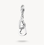 T SABO SILV DBLE HEART DROP PENDANTS CHARM