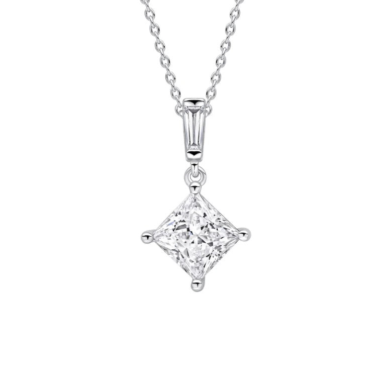 SILV ZIRC DIAMONFIRE PRINS CUT DRAOP PEND
