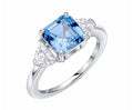SILV ZIRC DIAMONFIRE SQ TANZ & SHLDR RING