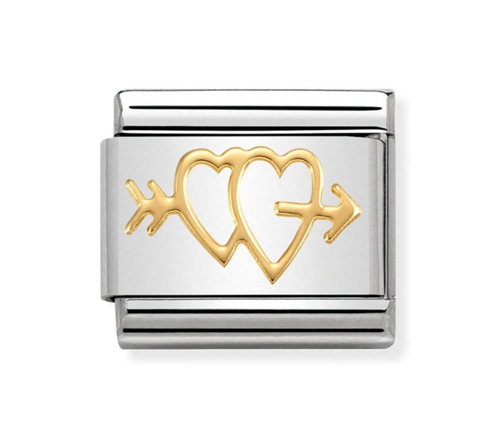 030162/27 NOMINATION DOUBLE HEARTS ARROW CHARM