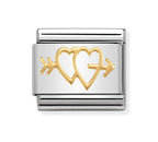 030162/27 NOMINATION DOUBLE HEARTS ARROW CHARM