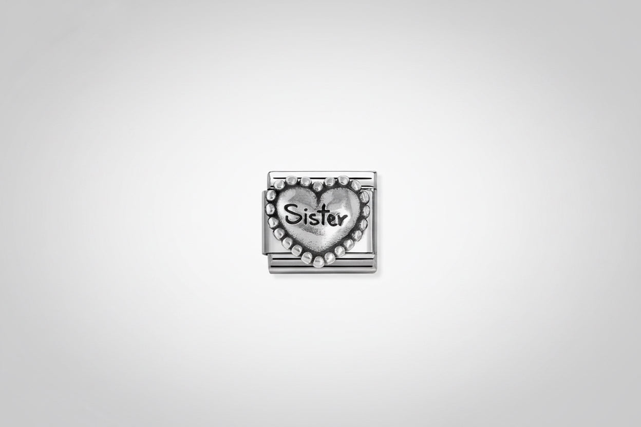 330101/81 NOM HEART SISTER SILV SH. - OXIDISED SYMBOL