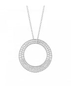 SILVER ZIRC DIAMONFIRE PAVE OPEN CIRCLE PENDANT NECKLET