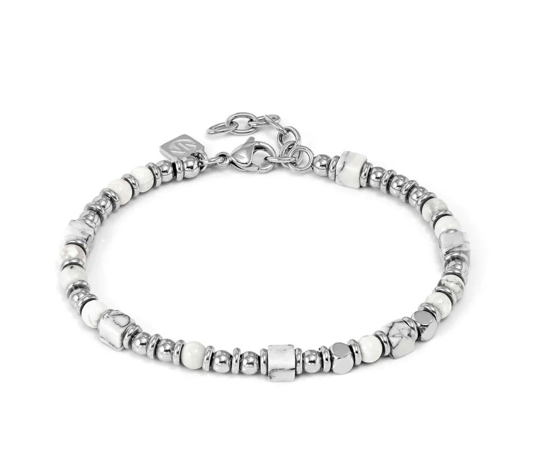 027935/048 NOMINATION INSTINCT STEEL WHITE HOWLITE BRACELET - INSTINCTSTYLE