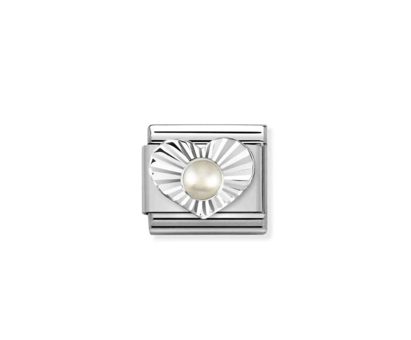 330508/13 NOM PEARL DIA CUT HEART - SILV SH