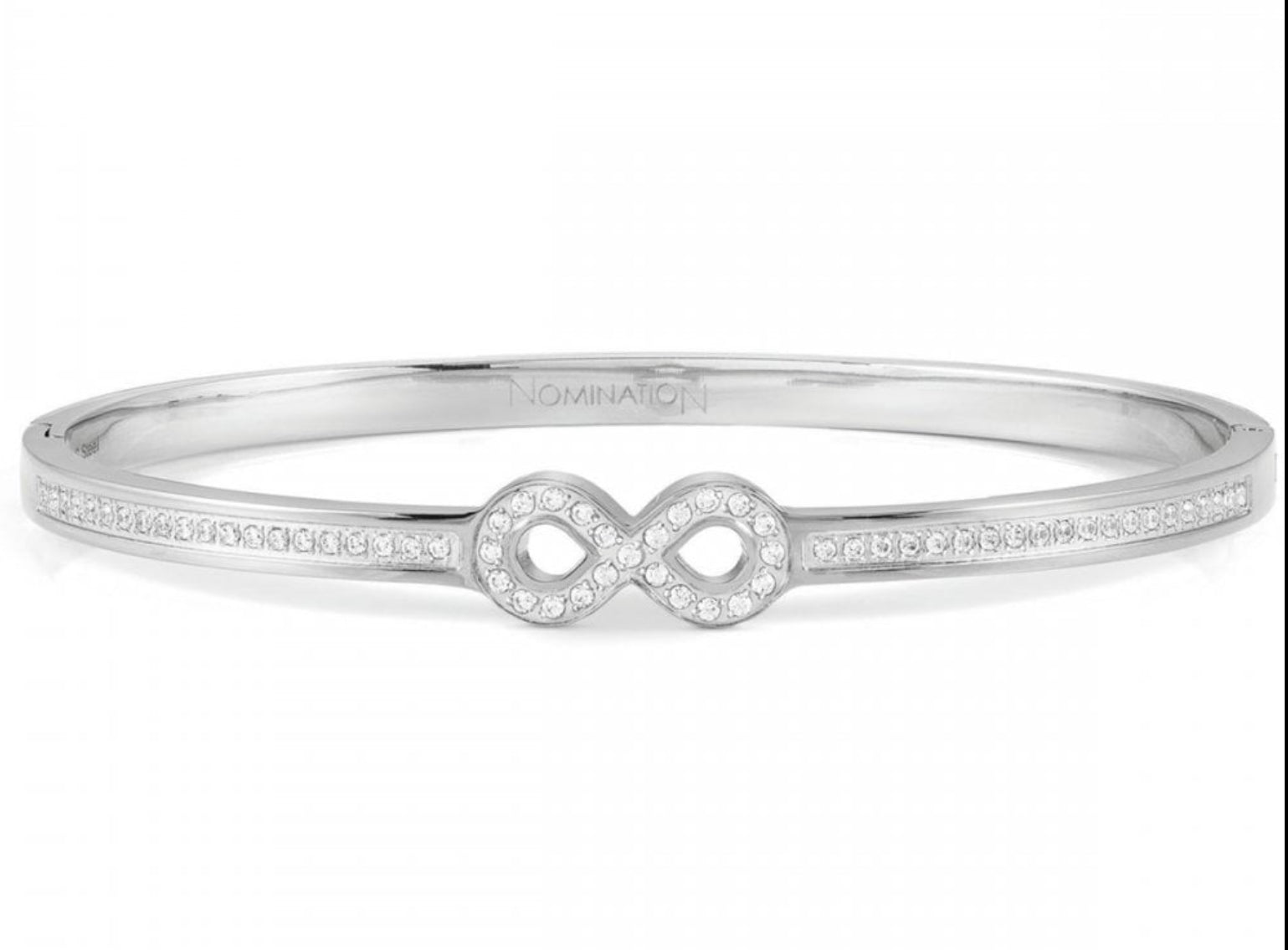 029502/065 NOM SS INFINITY WHT CZ LRG - PRETTY BANGLES