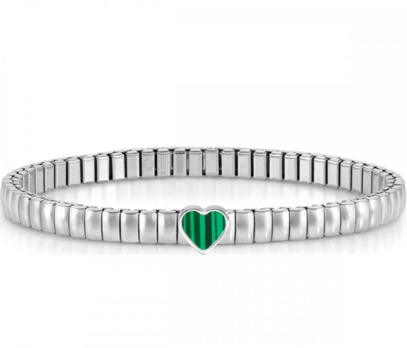 046009/113 NOMINATION STEEL MALACHITE HEART XTE BRACELET