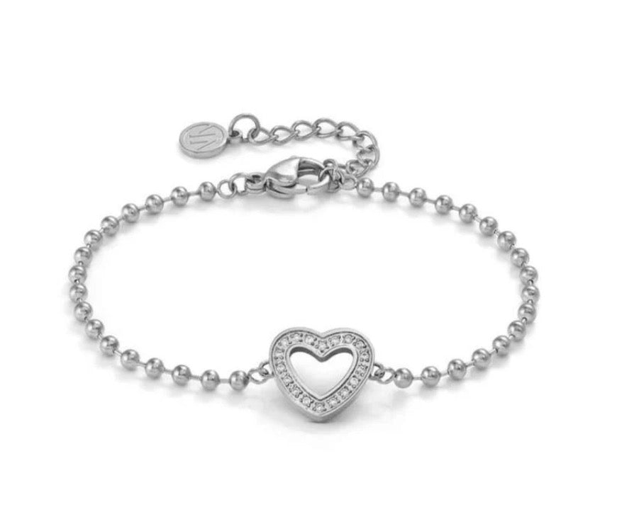 134000/022 SS DAMORE CZ HEART BEAD LINK BLET