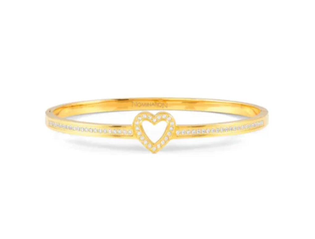 029502/006 NOM SS GP HEART WHT CZ LRG - PRETTY BANGLES