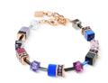 Gold Plate Blue & Purple Cube & Crystal Bracelet