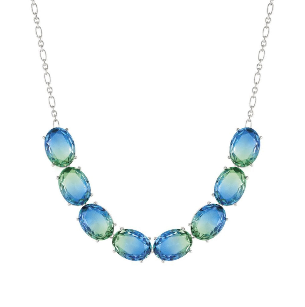 240812/025 NOMINATION SILVER CZ OVL BLU/GRN LRG ST. NECKLET - SYMBIOSI