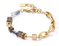 Gold Plate Brown Cube & Crystal Bracelet
