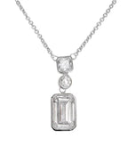SILVER ZIRC DIAMONFIRE EMERALD & PRINCESS CUT PENDANT & CH.