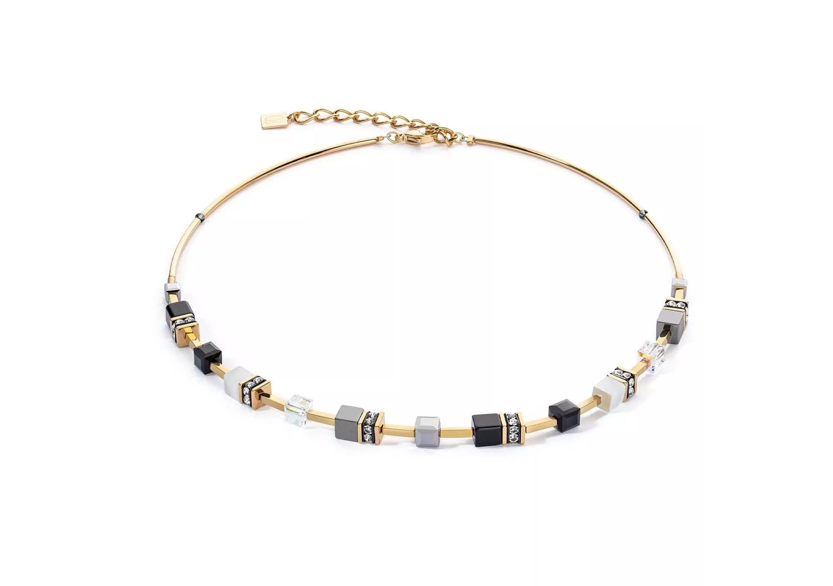 COEUR GP BLK GRY & WHT SWAROV 1/2 GEOCUBE NLET