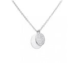 SILVER ZIRC DIAMONFIRE OVAL CZ PAVE TAG PENDANT NECKLET